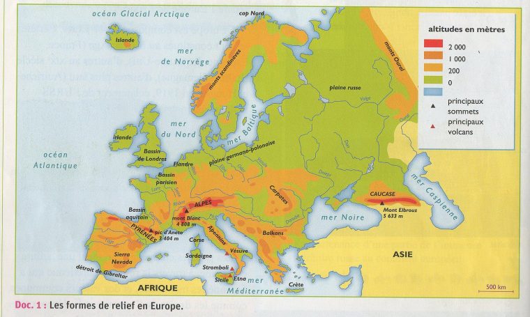 Carte Du Relief Européen | My Blog intérieur Carte Europe Vierge Cm1