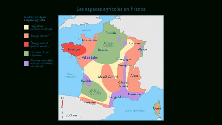 Carte : Les Espaces Agricoles En France | Schoolmouv encequiconcerne Apprendre Carte De France