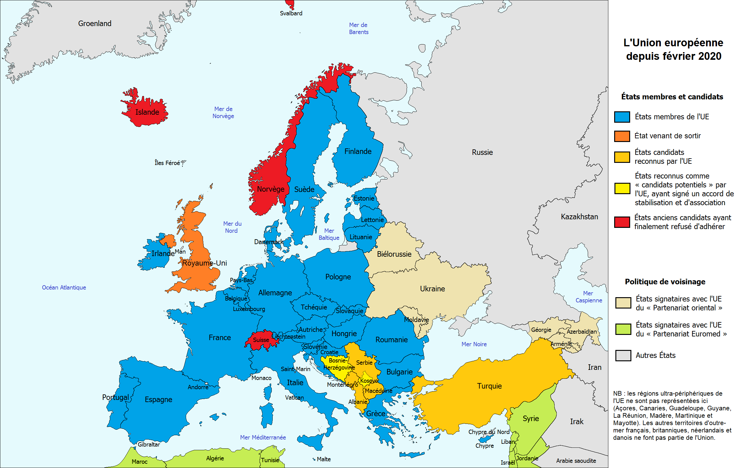 Carte : L&amp;#039;union Européenne - Librecours.eu dedans Carte Pays Membre De L Ue 