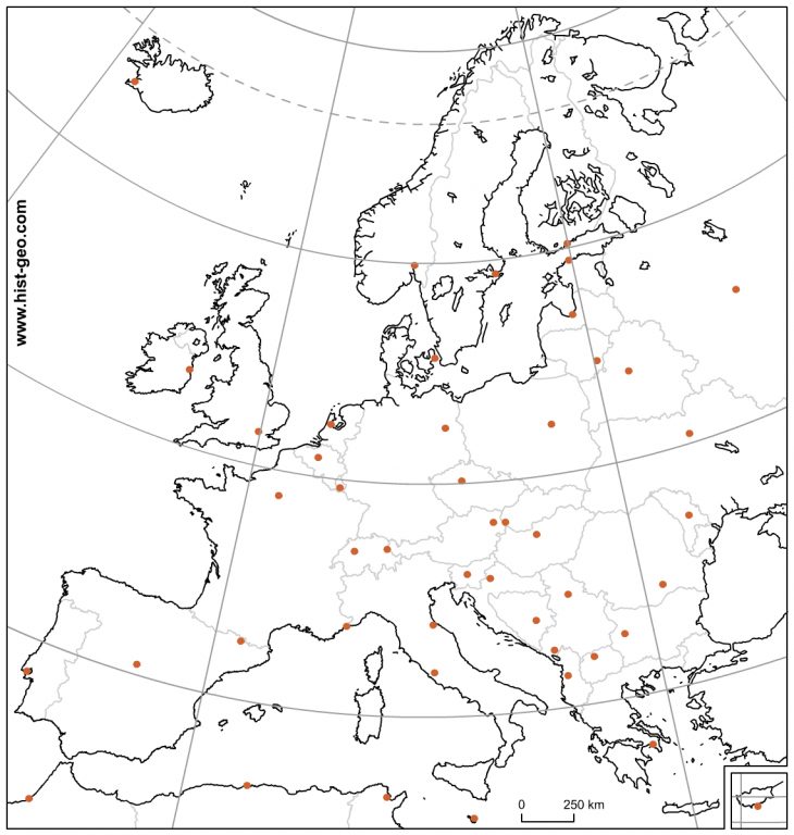 Carte Muette Des Pays Et Capitales D'europe (Ue) Avec encequiconcerne Les Capitales D Europe