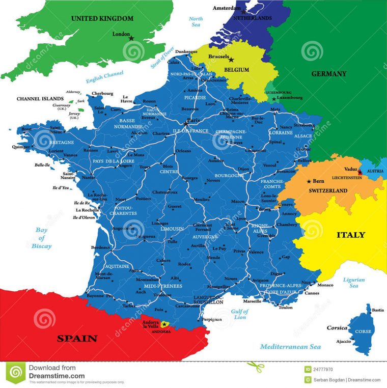 Carte Politique De La France Illustration De Vecteur pour Carte Des Villes De France Détaillée