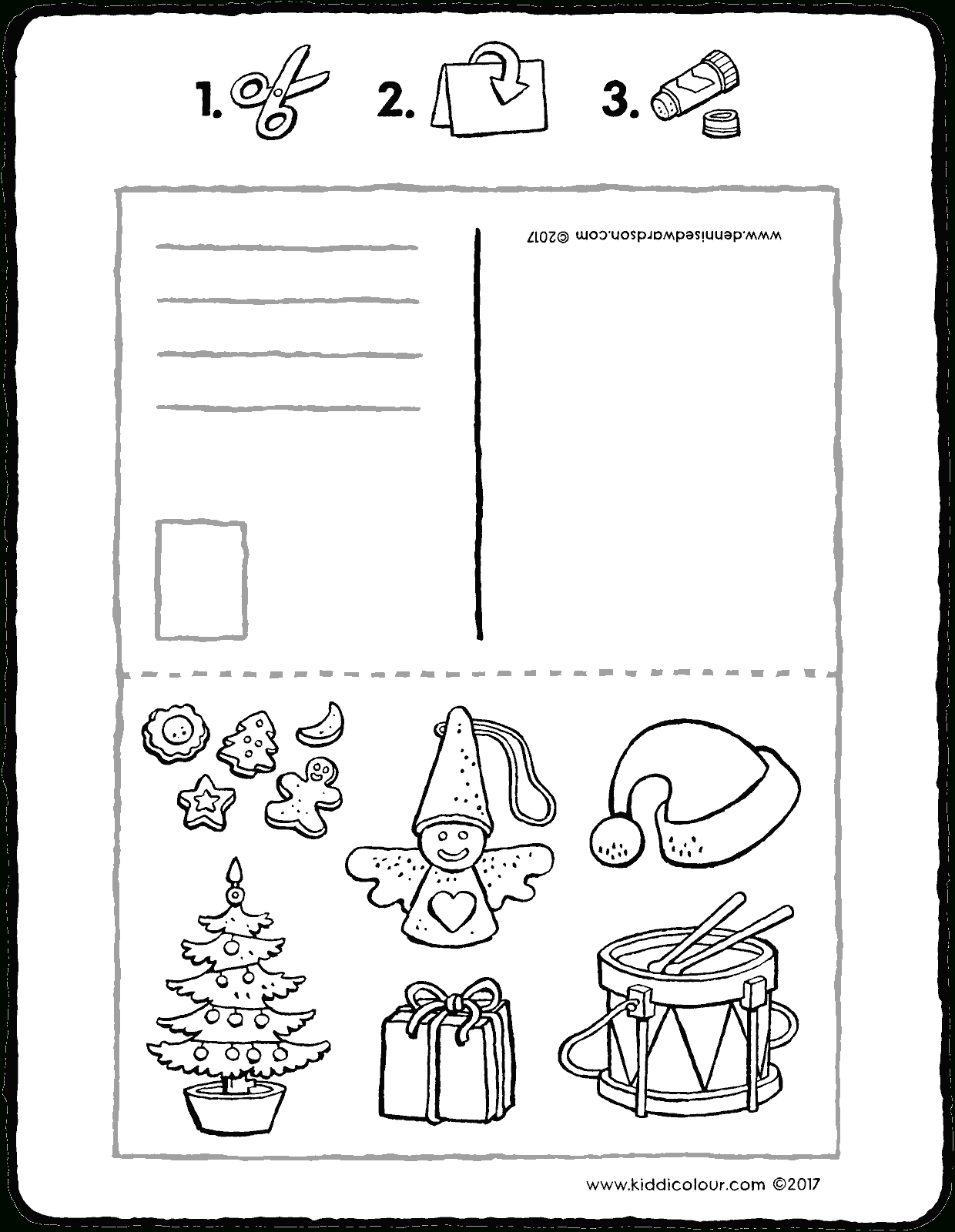 Carte Postale De Noël - Kiddicoloriage destiné Carte De Noel A Colorier
