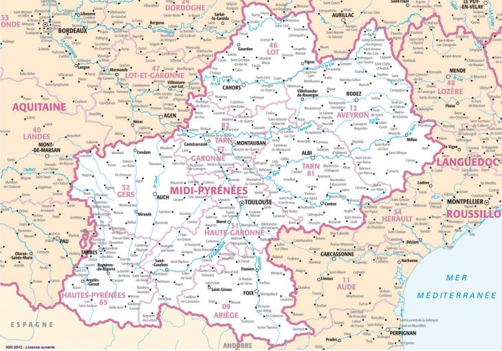 Carte Region Midi-Pyrénées : Plans Et Cartes De La Région serapportantà Département 09 Carte