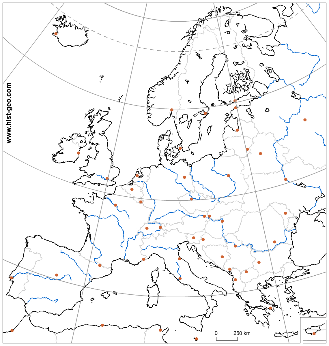 Carte Vierge De L&amp;#039;union Européenne (Pays, Capitales, Fleuves serapportantà Union Européenne Carte Vierge 