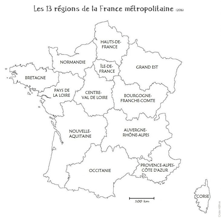 Cartes Des Régions De La France Métropolitaine – 2016 concernant Carte France Département Vierge