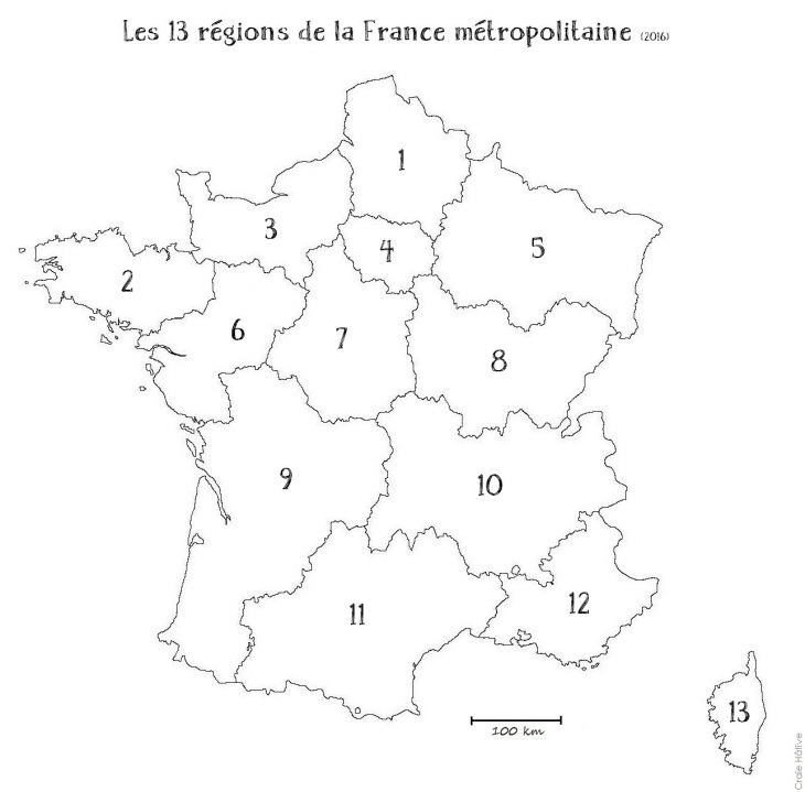 Cartes Des Régions De La France Métropolitaine – 2016 intérieur Carte France Département Vierge