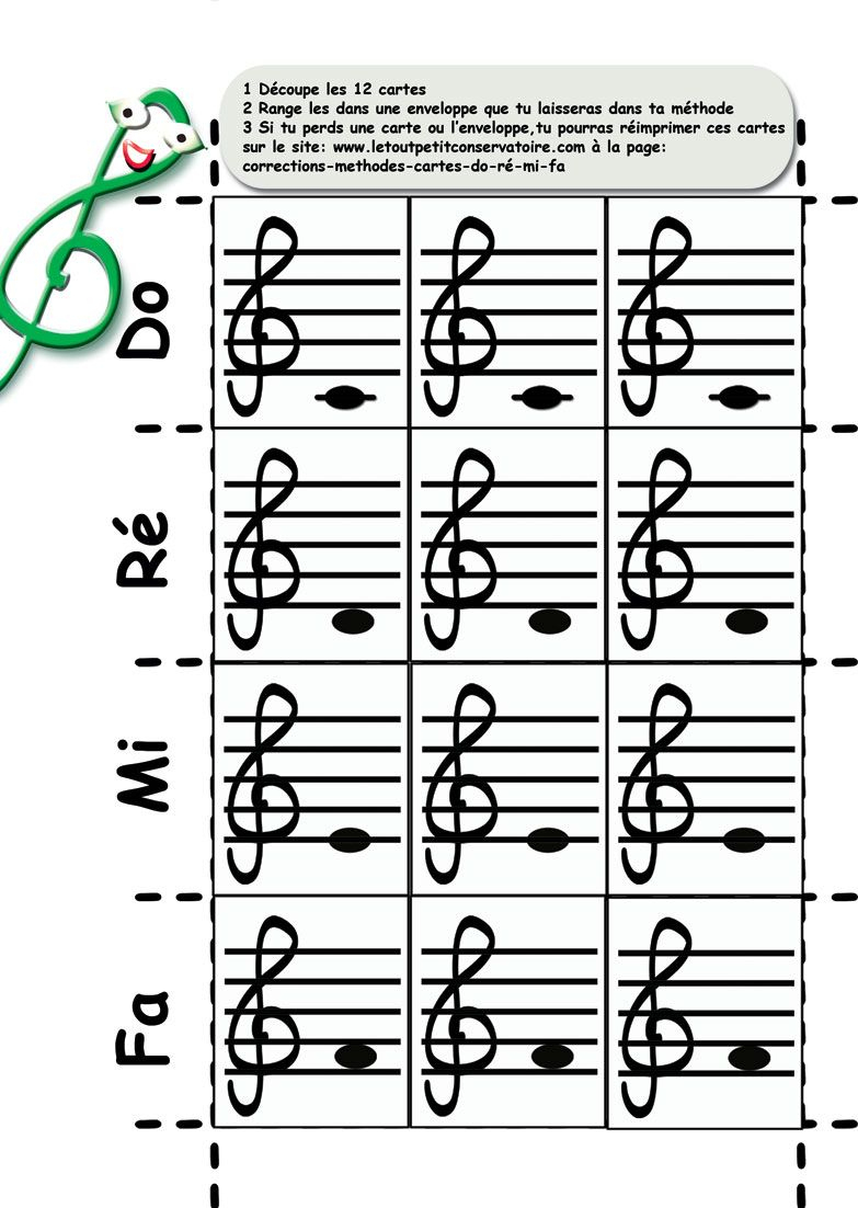 Cartes Pour Apprendre Les Notes De Musique Do Re Mi Fa destiné Site Pour Tout Petit