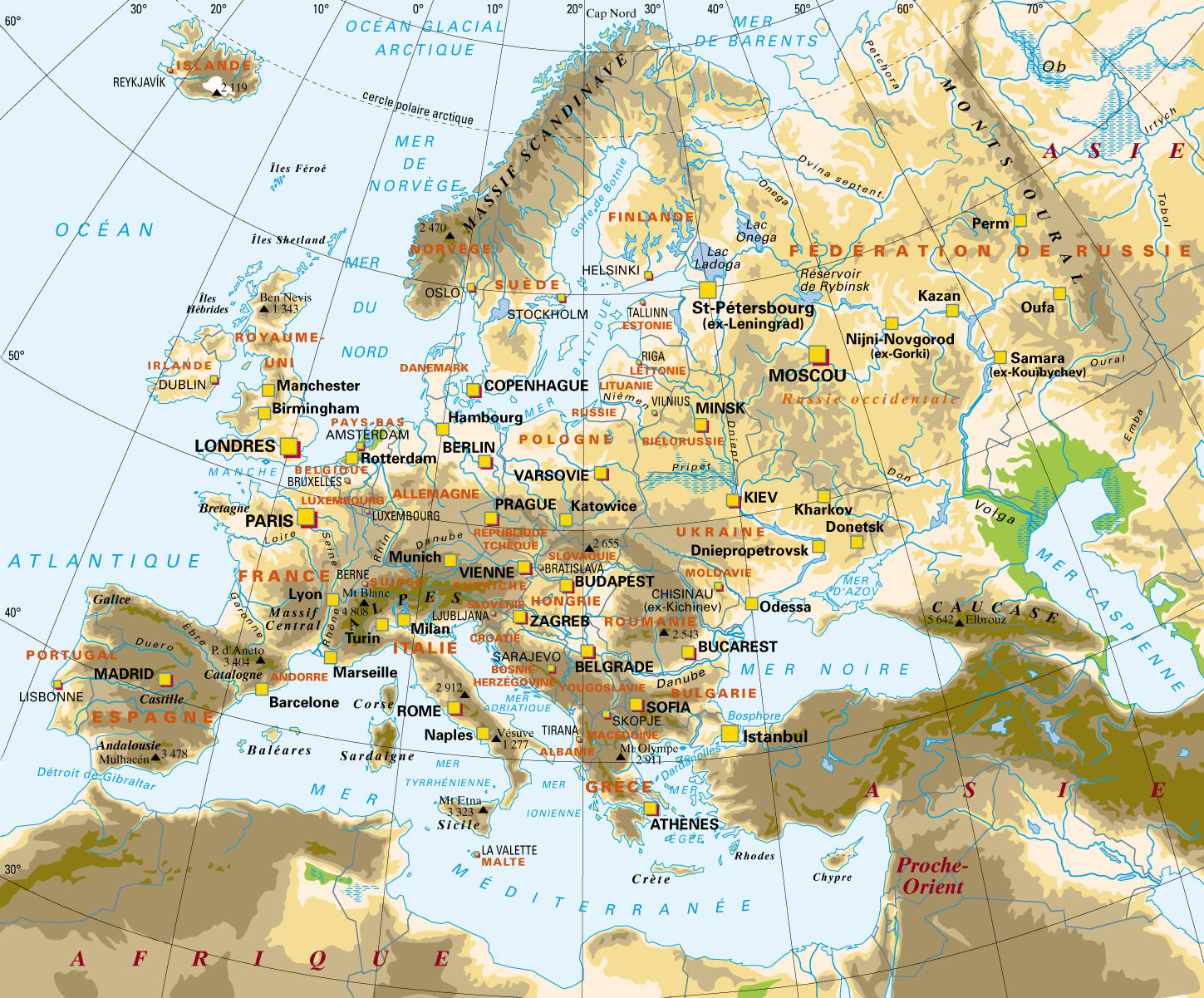 Cartograf.fr : Les Cartes Des Continents : L&amp;#039;europe pour Carte De L Europe En Relief 