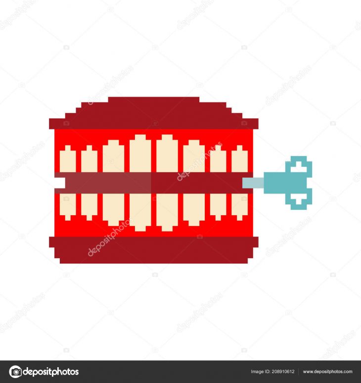 Chatter Teeth Toy Pixel Art April Fools Day Symbol Bit serapportantà Pixel Jouet