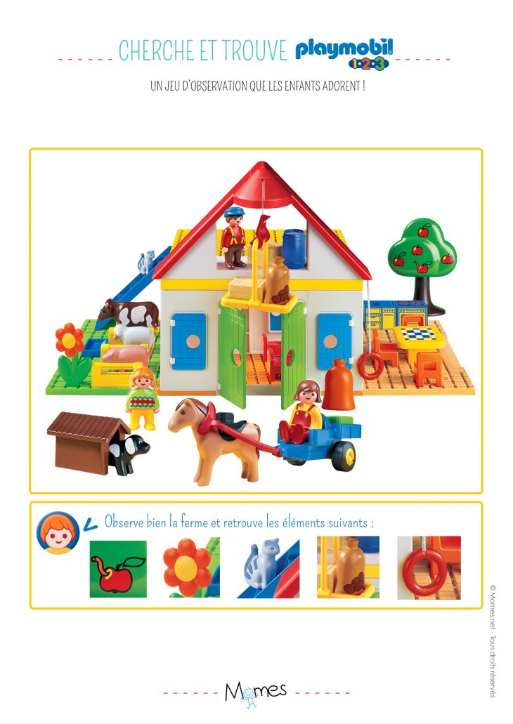 Cherche Et Trouve : La Ferme Playmobil 123 – Momes pour Jeux De Concentration À Imprimer