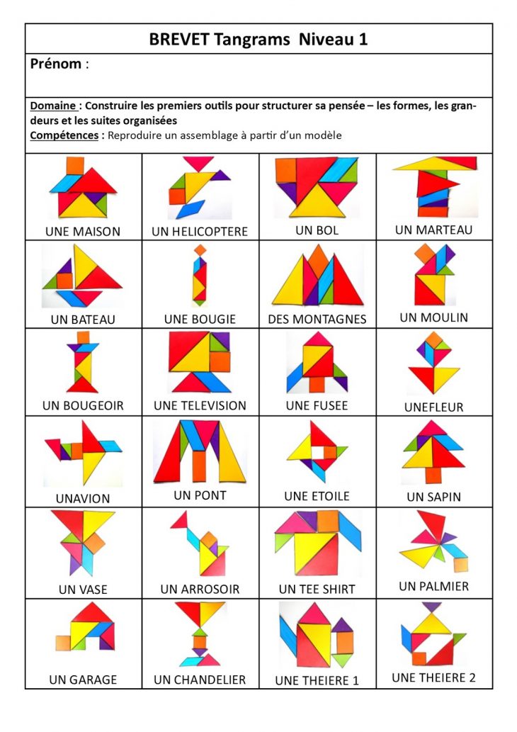 Chez Maicresse Karine: Brevet Tangram concernant Tangram Grande Section