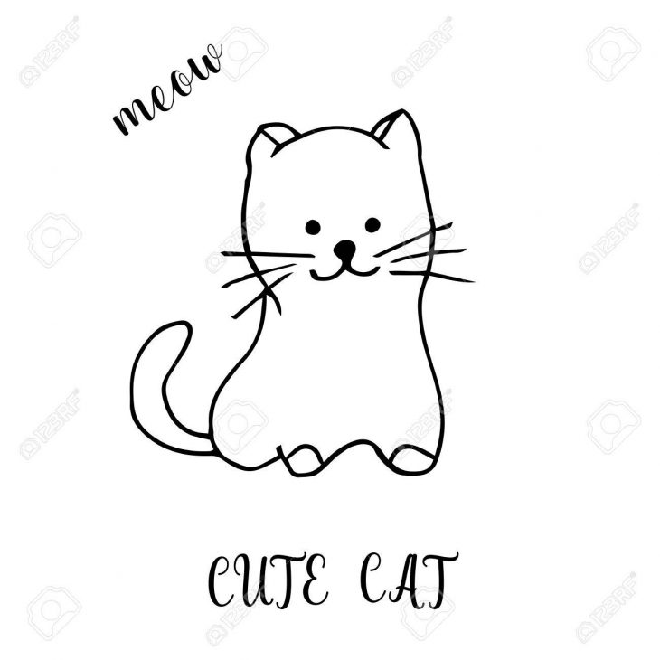 Childrens Dessin Un Joli Chat. Le Modèle Pour La Peinture. Main Dessiné  Dans Un Style Enfants Drôle. Dessin Animé. Doodles. Vector Illustration  Isolé encequiconcerne Modele Dessin Enfant