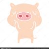 Cochon Content Couleur Plat Style Dessin Animé — Image intérieur Dessin De Cochon En Couleur