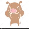 Cochon Nerveux Plat Couleur Style Dessin Animé — Image concernant Dessin De Cochon En Couleur