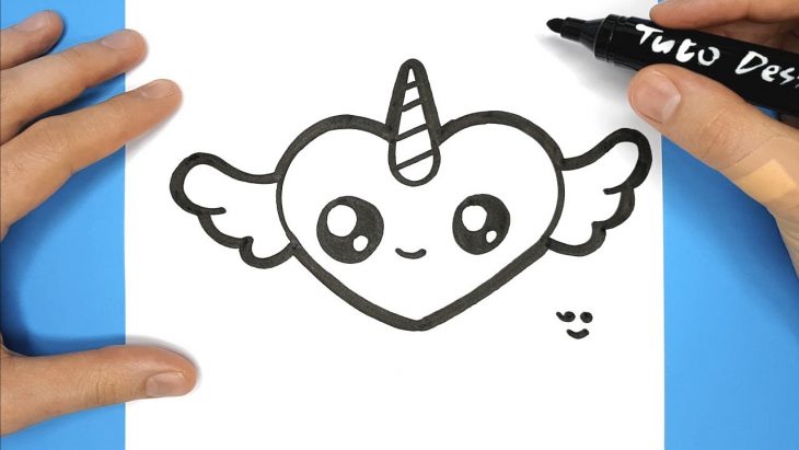 Coeur Licorne Ailé À Reproduire – Dessiner Et Colorier Simplement dedans Image Facile A Reproduire