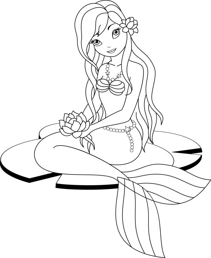 Coloriage À Imprimer : Une Sirène Sur Un Nénuphar (Avec encequiconcerne Dessins Gratuits À Télécharger