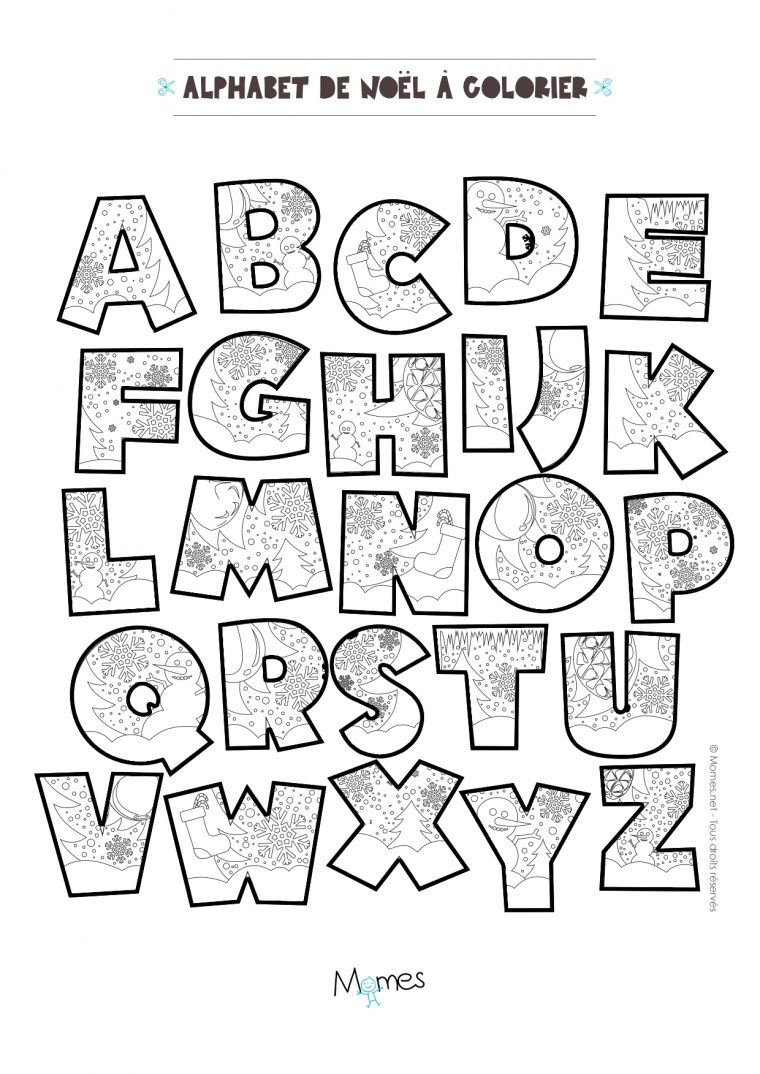 Coloriage Alphabet De Noël À Imprimer – Momes destiné Alphabet À Colorier Maternelle