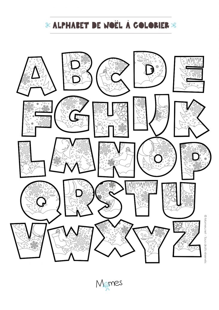 Coloriage Alphabet De Noël À Imprimer – Momes tout Coloriage Pour 3 Ans À Imprimer