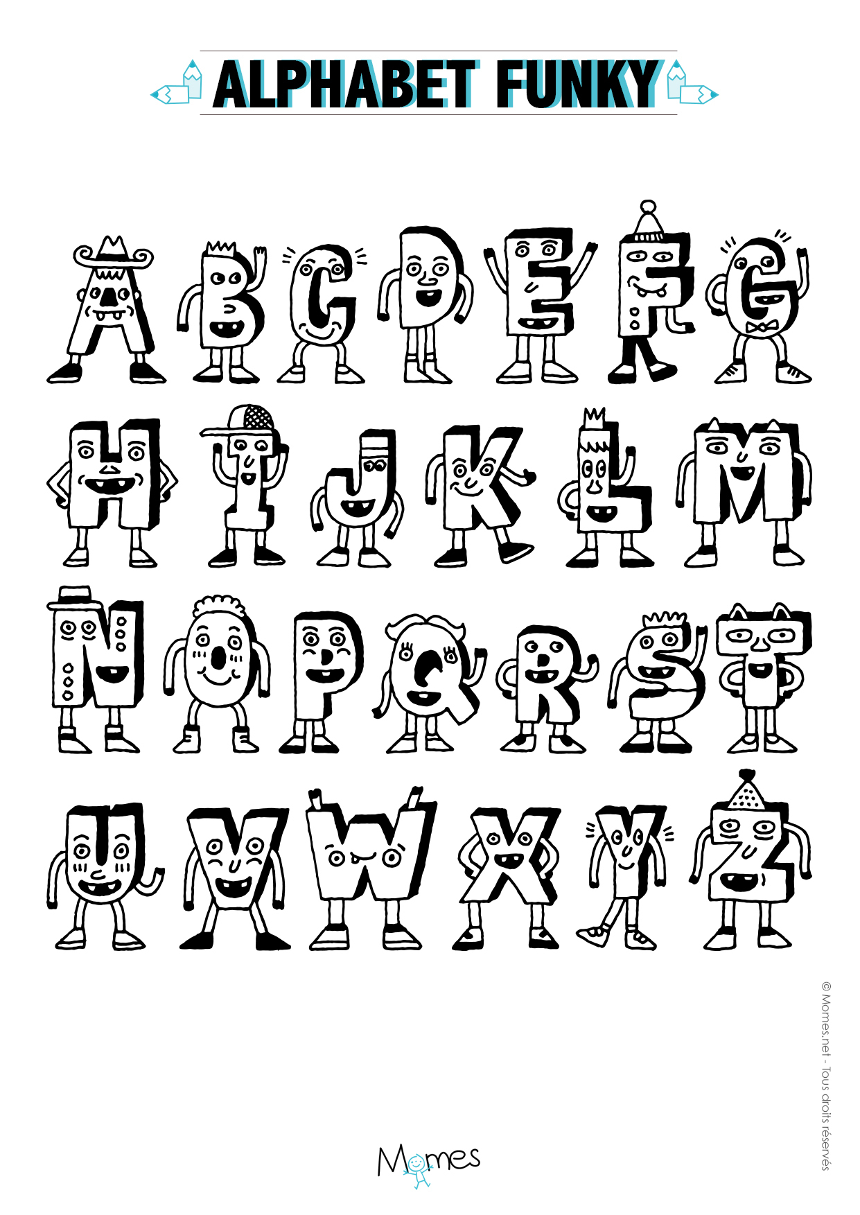 Coloriage Alphabet Rigolo  Momes concernant Coloriage D Alphabet