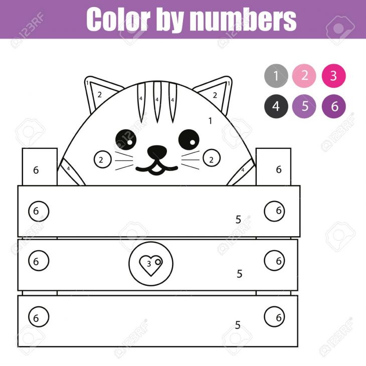 Coloriage Avec Un Personnage De Chat Mignon. Couleur Par Numéros Jeu  Éducatif Pour Enfants, Dessin Activité Enfants, Feuille Imprimable. intérieur Jeux De Dessin De Chat