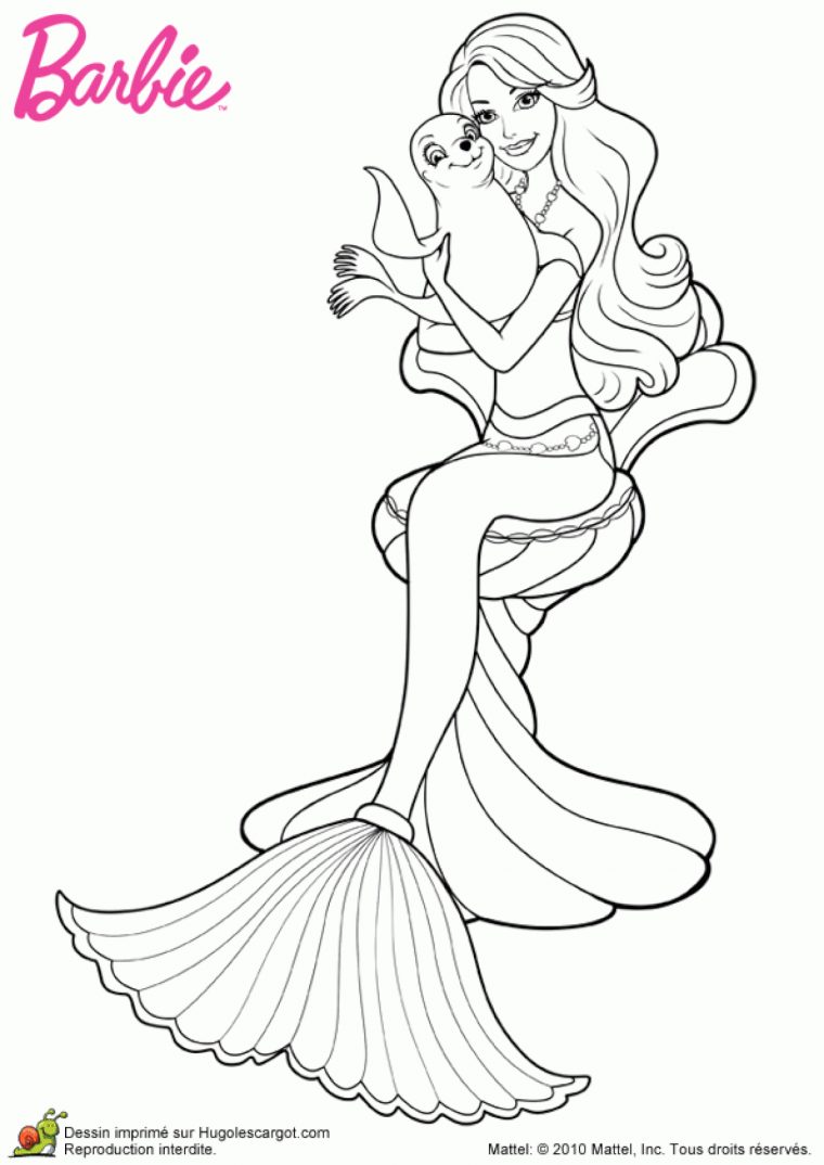 Coloriage Barbie Sirene Sur Hugolescargot encequiconcerne Coloriage Princesse Sirene