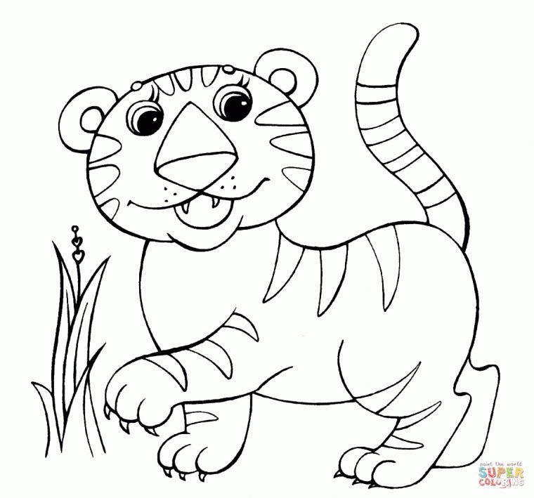 Coloriage – Bébé Tigre (Tigreau) | Coloriages À Imprimer avec Coloriage Bébé Tigre