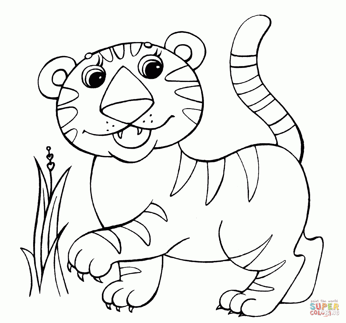 Coloriage - Bébé Tigre (Tigreau) | Coloriages À Imprimer avec Coloriage Bébé Tigre 