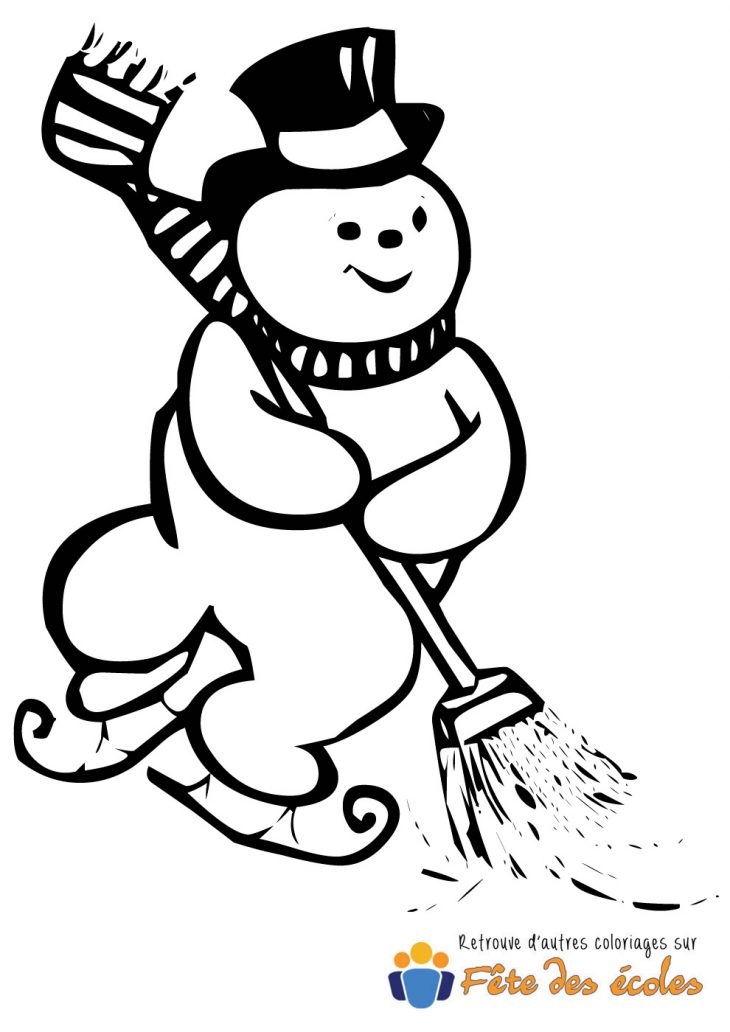 Coloriage Bonhomme De Neige Avec Balai destiné Coloriage Balai