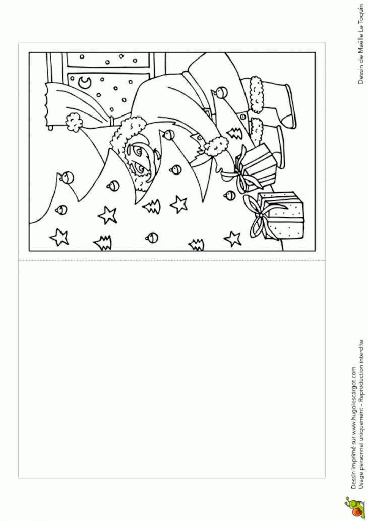 Coloriage Carte Avec Père Noël, Sapin Et Cadeaux dedans Carte De Noel A Colorier