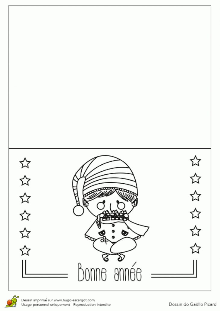 Coloriage Carte De Voeux Lutin Et Cadeaux Sur Hugolescargot avec Carte De Noel A Colorier