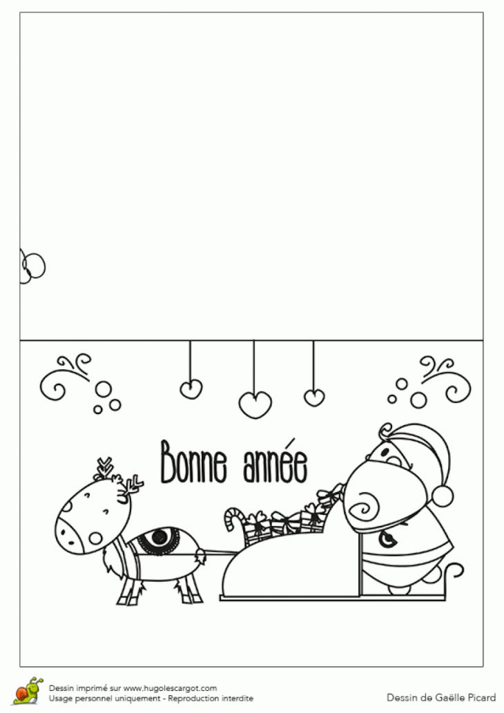 Coloriage Carte De Voeux Pere Noel Sur Hugolescargot avec Carte De Noel A Colorier