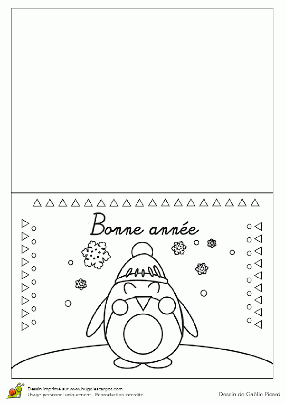 Coloriage Carte De Voeux Pingouin Sur Hugolescargot destiné Carte De Noel A Colorier