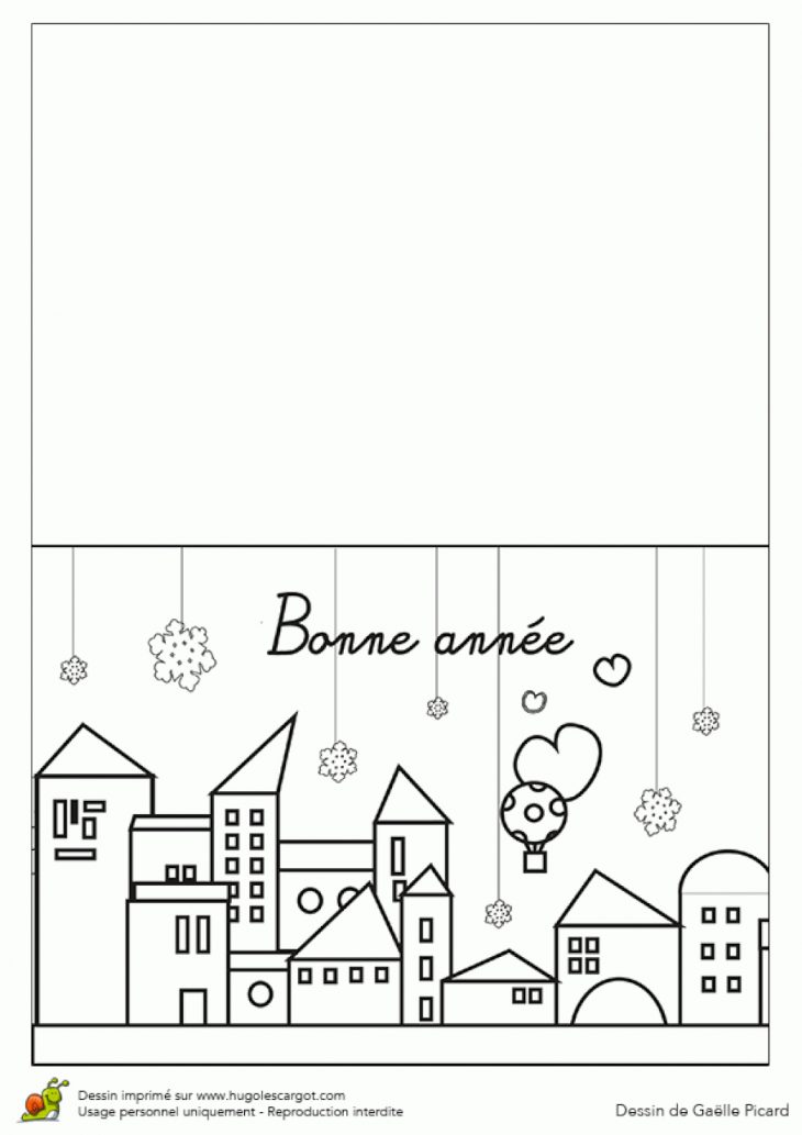 Coloriage Carte De Voeux Ville De Noel Sur Hugolescargot serapportantà Carte De Noel A Colorier