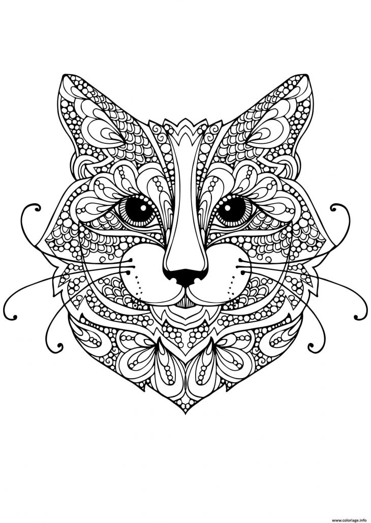 Coloriage Chat Mandala Adulte Anti Stress Dessin concernant Coloriage De Chat En Ligne