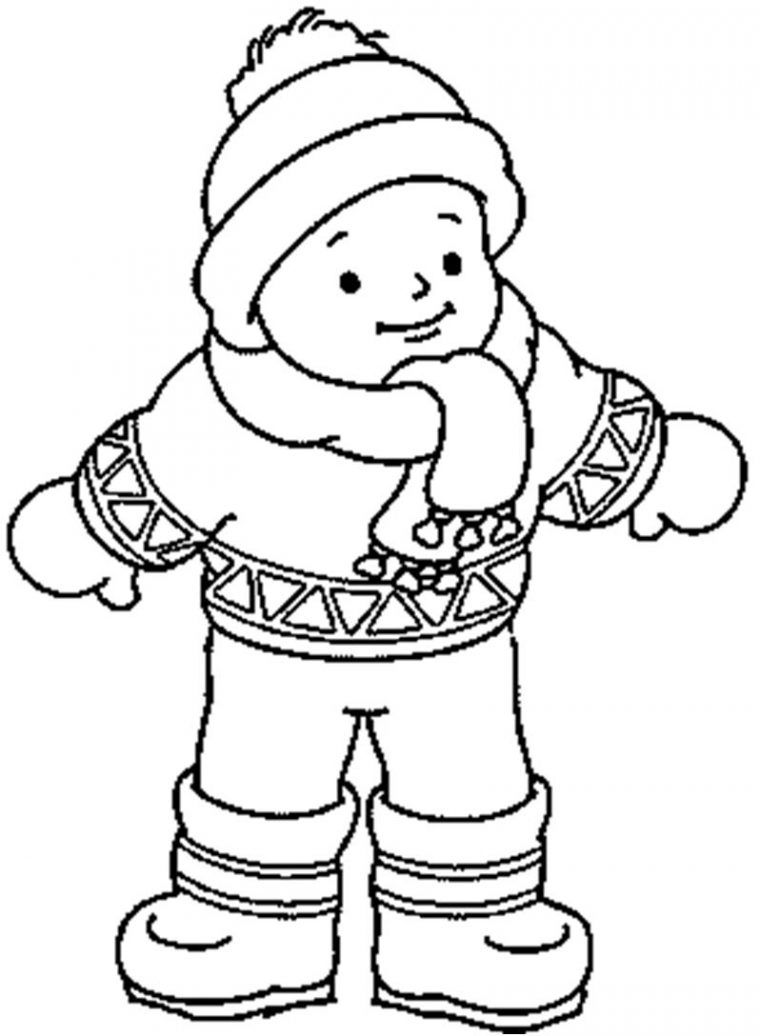 Coloriage | Coloriages De Garcons | Garcon-En-Habits-D-Hiver à Coloriage Hiver Maternelle