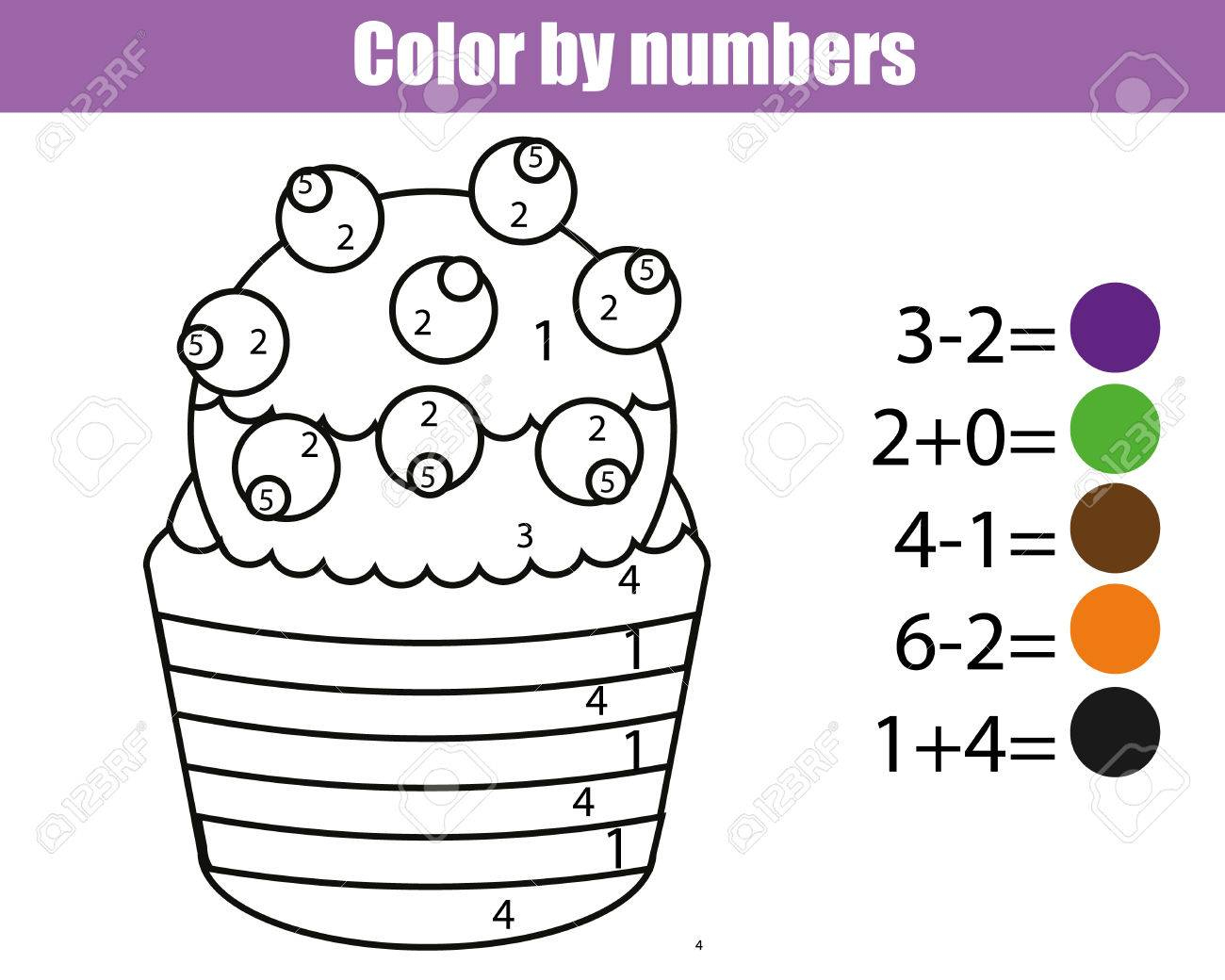 Coloriage Cupcake D&amp;#039;halloween. Couleur Par Numéros Jeu Éducatif Pour  Enfants. Activité De Dessin Pour Enfants, Feuille Imprimable. Jeu De Maths pour Apprendre À Dessiner Halloween 