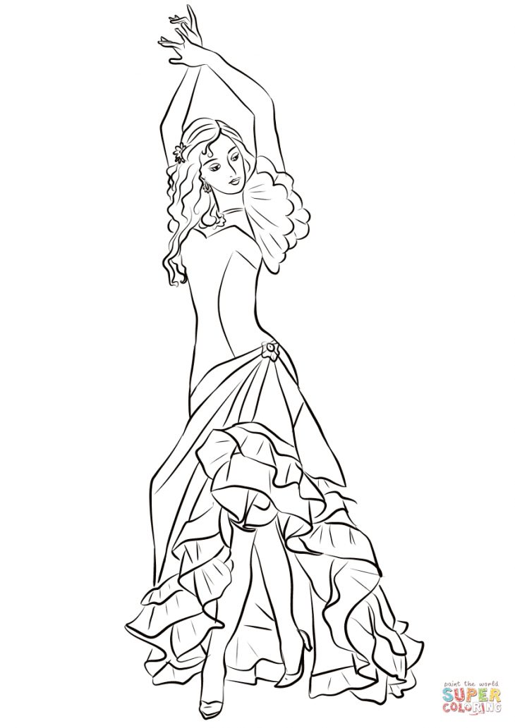 Coloriage – Danseuse De Flamenco | Coloriages À Imprimer encequiconcerne Dessin De Danseuse A Imprimer