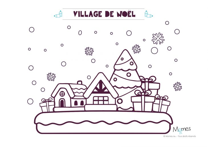 Coloriage De Noël : Le Village – Momes destiné Coloriage Village De Noel