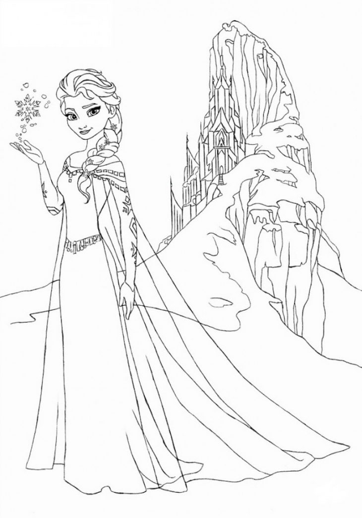 Coloriage D'elsa Devant Le Palais Des Glaces De La Reine Des dedans Reine Des Neiges Dessin À Colorier