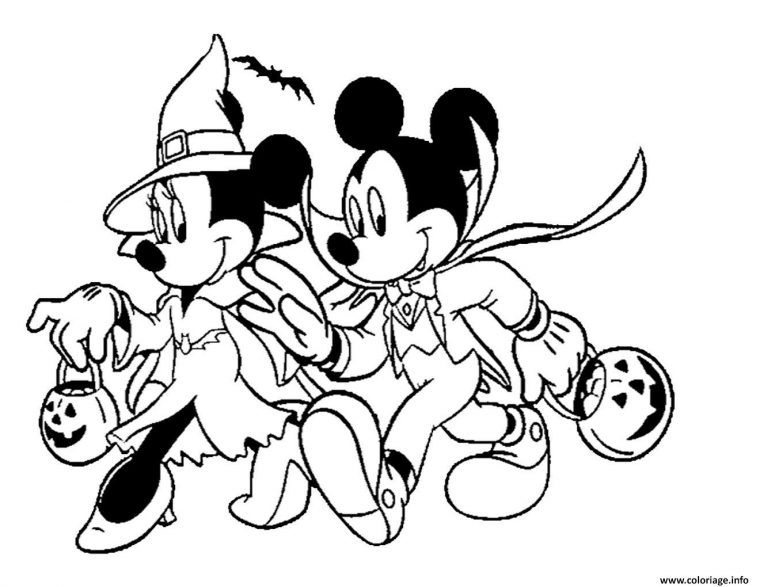 Coloriage Disney Halloween Minnie La Sorciere Avec Mickey Dessin avec Image De Sorcière Gratuite