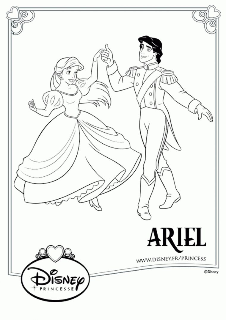 Coloriage Disney La Petite Sirène Ariel Et Eric avec Coloriage Princesse Sirene