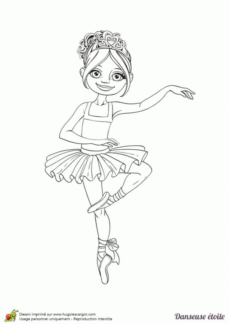 Coloriage D'une Danseuse Étoile De Ballet destiné Dessin De Danseuse A Imprimer