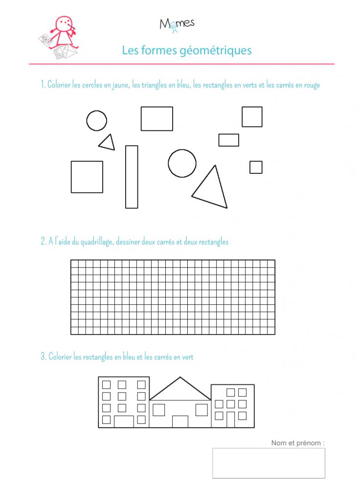 Coloriage Formes Géométriques: Exercice – Momes à Exercices De Cp À Imprimer