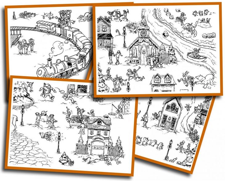 Coloriage Géant De Noël: Le Village En Hiver | Bdrp tout Coloriage Village De Noel