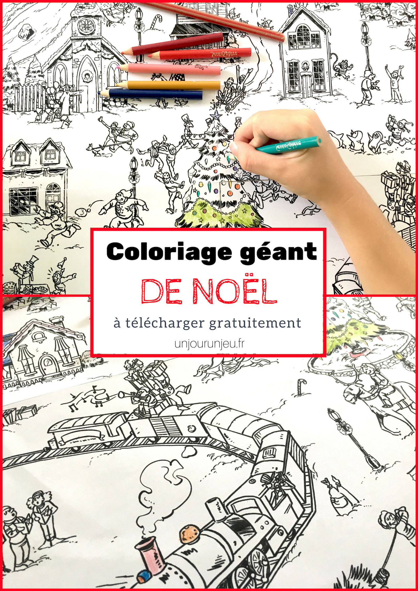 Coloriage Géant De Noël : Le Village En Hiver - Un Jour Un Jeu pour Coloriage Village De Noel