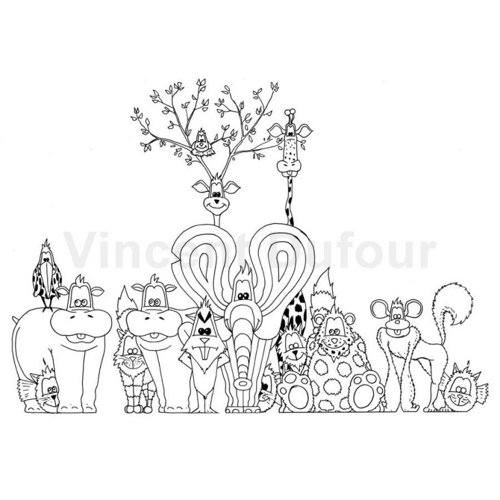 Coloriage Gratuit Animaux "la Photo De Groupe" Dessin À tout Dessins Gratuits À Télécharger