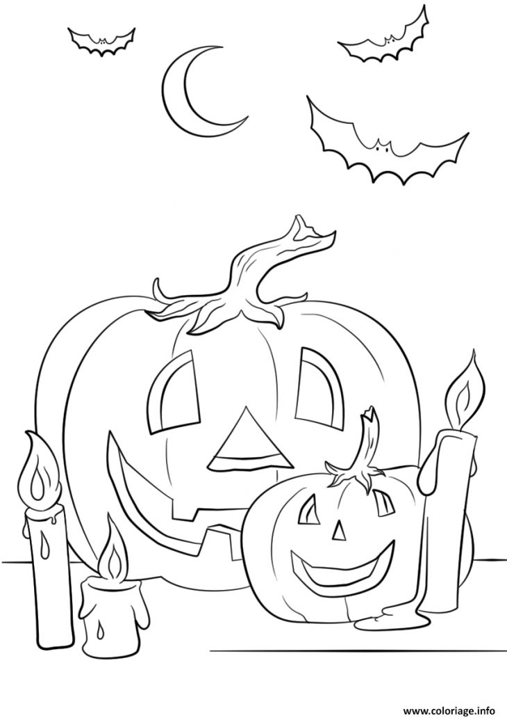 Coloriage Halloween Citrouilles Chandelle Chauve Souris Dessin avec Dessin Halloween Citrouille A Imprimer Gratuit