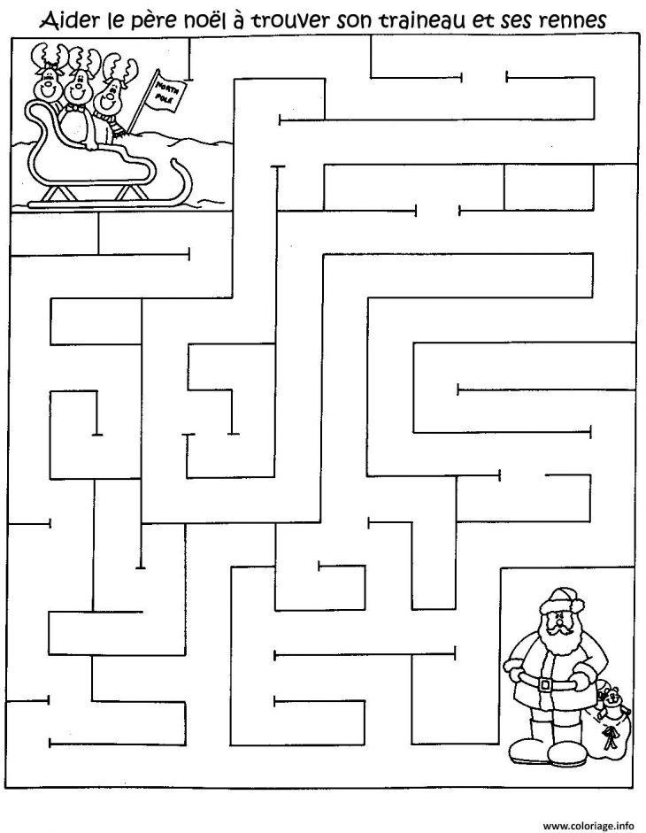 Coloriage Jeu Pere Noel Labyrinthe Noel Gratuit Imprimer Dessin serapportantà Jeux Gratuit De Dessin A Colorier