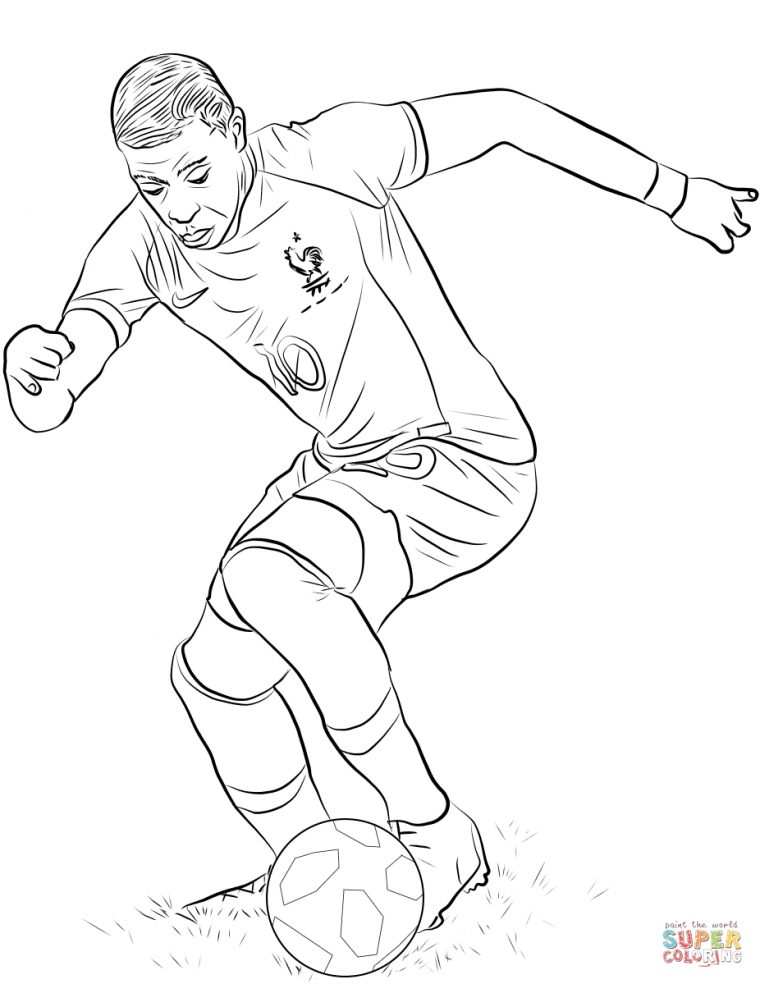 Coloriage – Kylian Mbappé | Coloriages À Imprimer Gratuits avec Coloriage De Foot En Ligne