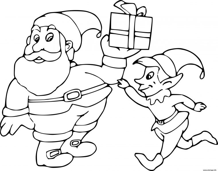 Coloriage Le Pere Noel Et Le Lutin Dessin pour Pere Noel À Colorier Et Imprimer